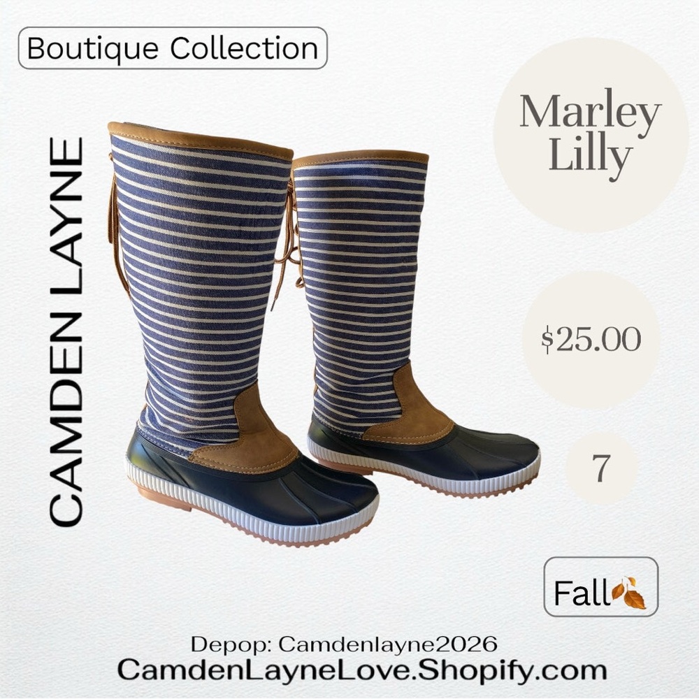 Marley Lilly’s Women's Blue and Tan Winter Boots - Picture 4 of 5